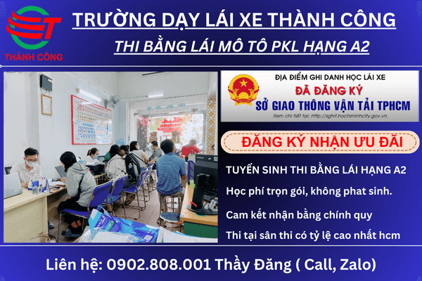 thi bằng lái mô tô a2 tại quận 10