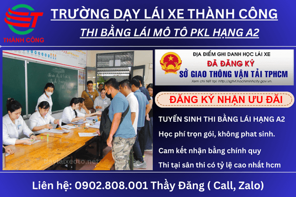 Thi bằng lái xe mô tô A2 quận 10