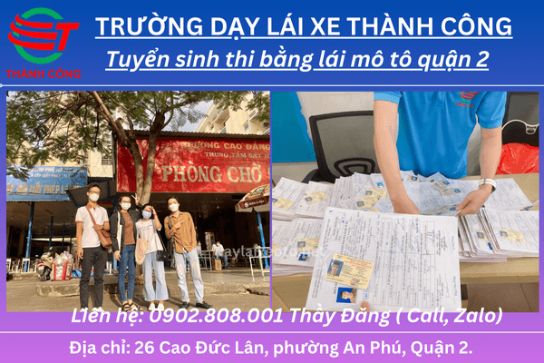 thi bằng lái mô tô a2 quận 2